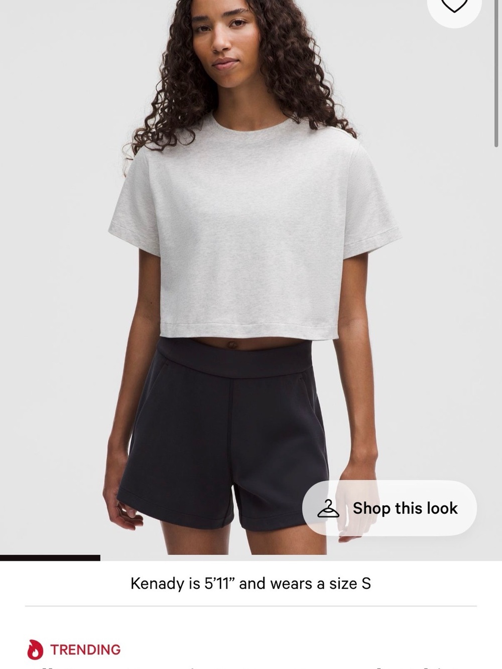 Tan Lululemon Cropped Crewneck Tee - model pictured for fit!